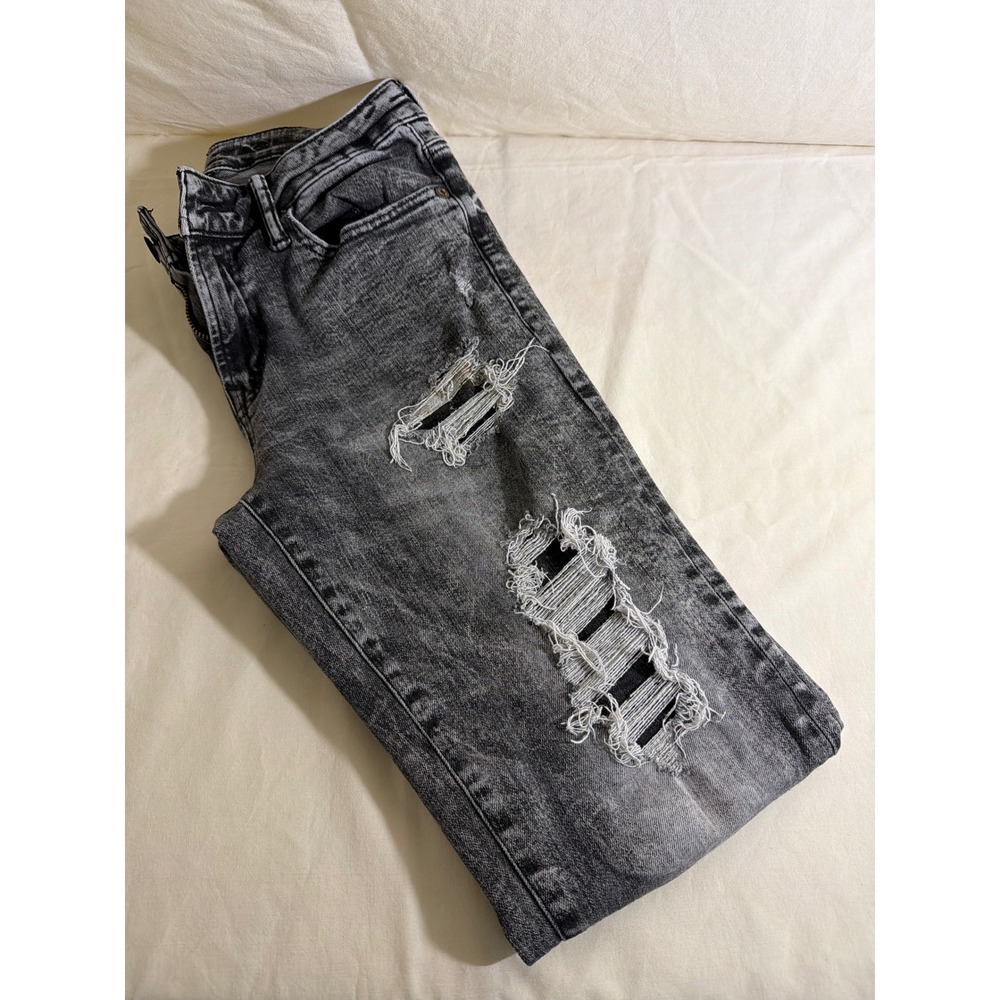 American Eagle Next Level Flex Skinny Distressed Black Acid Wash Jeans 30x34